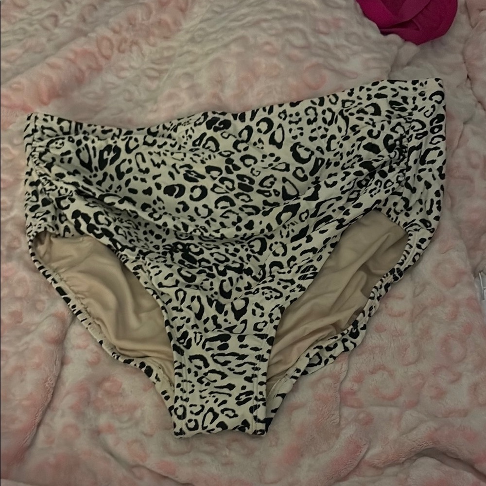 Snow Leopard Print High-Waisted Bikini Bottoms